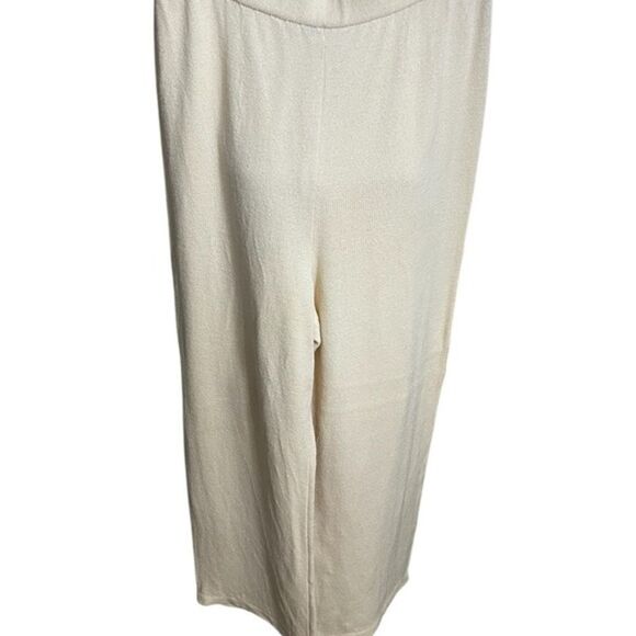 ST JOHN Caviar Ivory Knit cream pants 8 pull on Santana high rise - Picture 1 of 13